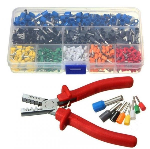 [HLB749639455] Crimping and stapler set with pliers and wire terminals 800 pcs hand tip AWG 10-23