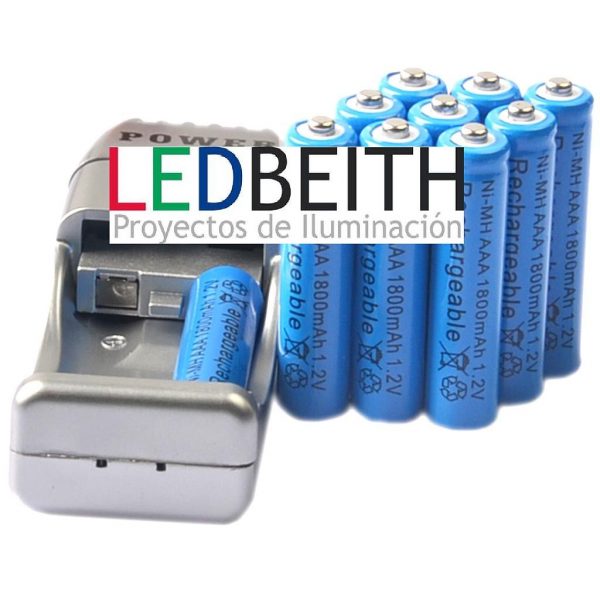 [390847952704] 10 Batteries or Batteries AAA NiMH rechargeable battery + USB Charger MP3 blue
