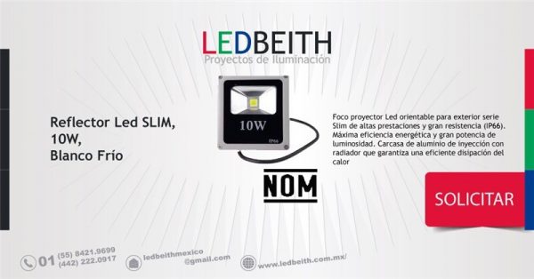 [LB10W213SLBF] LED Reflector / Projector SLIM, 10W, Cool White
