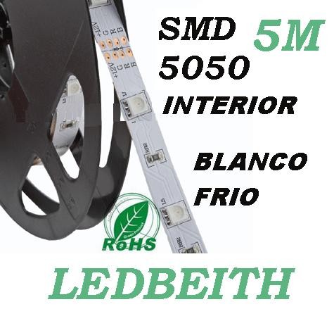 [LB5050W6500K] SMD5050 LED Strip, DC12V, 5m (60 Led / m) - IP33 Cool White